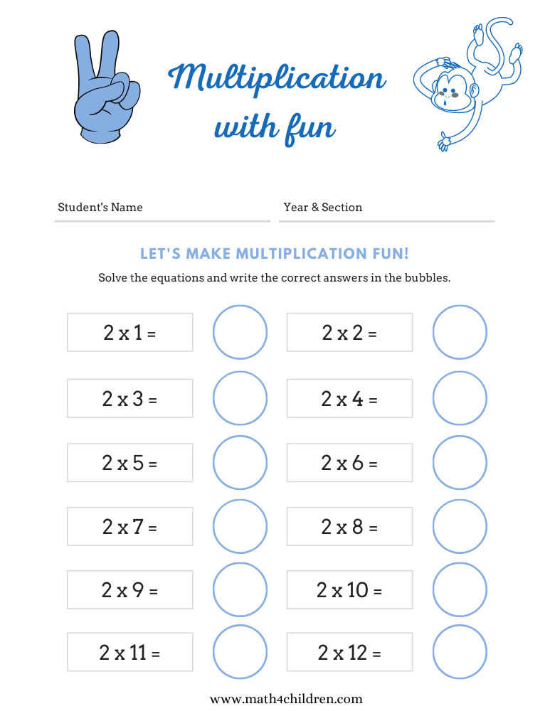 Multiplying by 2 activities